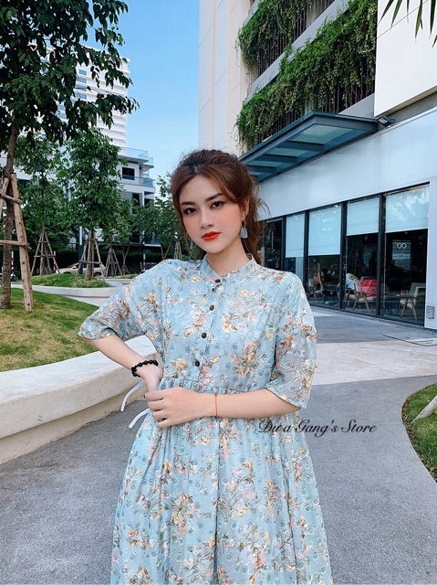 [Free ship] Đầm Dáng Suông Đầm maxi voan hoa thêu xanh Dưa Gang store DMH01 bánh bèo siêu dễ thương bầu bí bon chen thoá | BigBuy360 - bigbuy360.vn