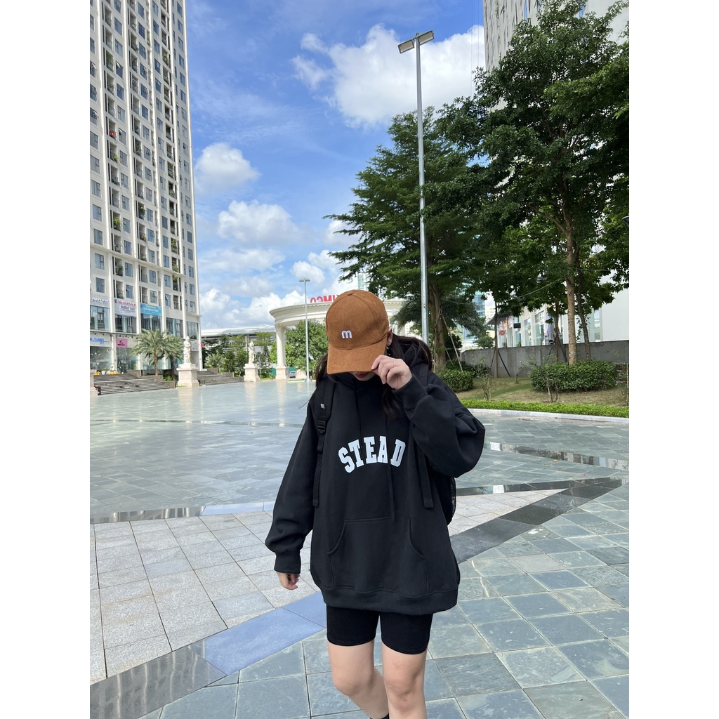 Áo Hoodie Nỉ Ngoại Stead PEONYB Unisex [FREESHIP] Sweater mũ 2 lớp form rộng tay bồng kiểu dáng đường phố hàn quốc basic
