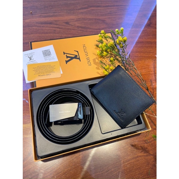 set 2 chi tiết dây lưng kèm mặt + ví fullbox bill túi giấy