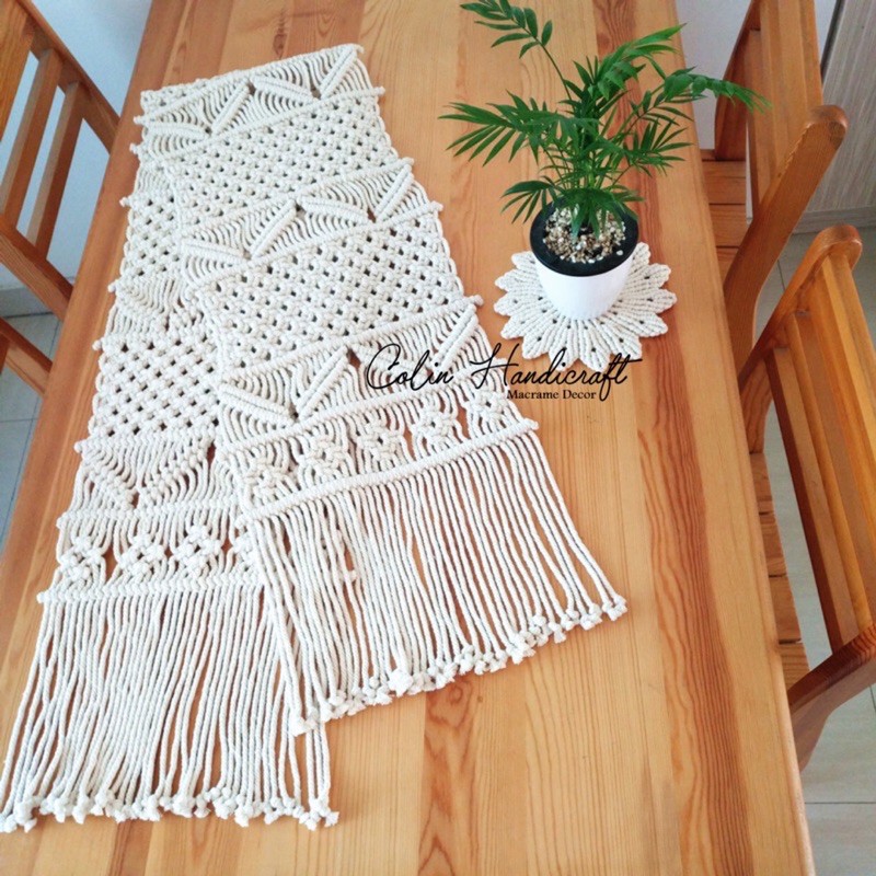 Thảm/khăn trải bàn macrame ( Ảnh thật và video)