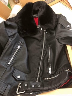 Áo da zara cổ lông aut