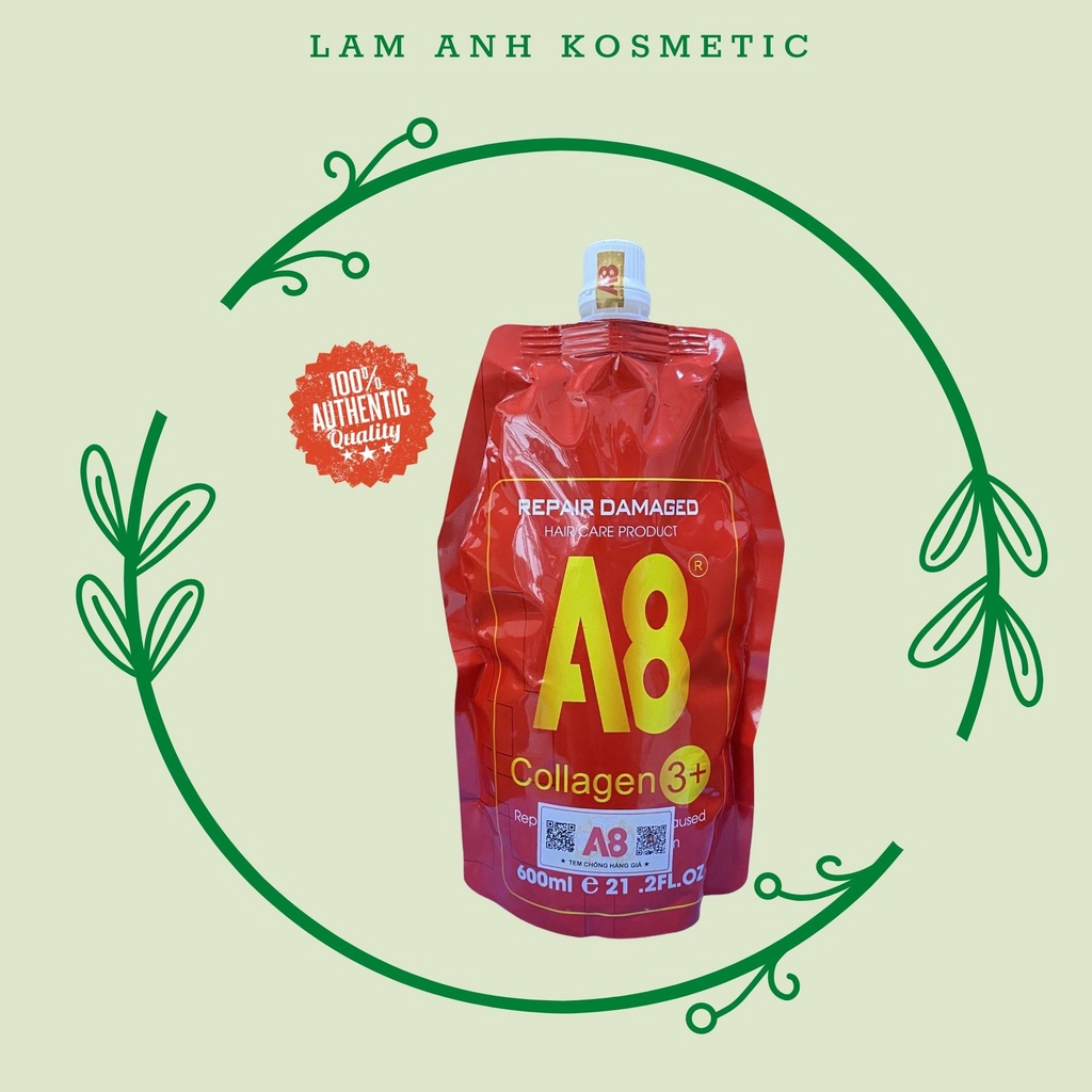 Kem hấp ủ tóc Collagen A8 cao cấp, hấp đa năng phục hồi tóc siêu mềm mượt hương thơm nước hoa  túi 600m hàng chính hãng