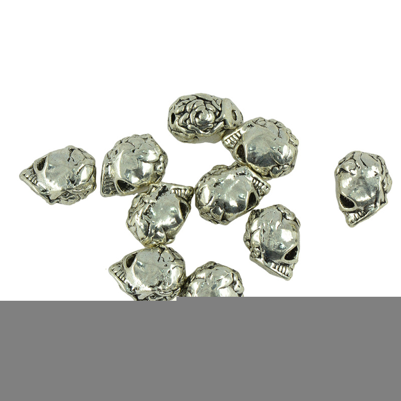 Set 10 mặt trang sức bằng kim loại hình đầu lâu phong cách Tây Tạng