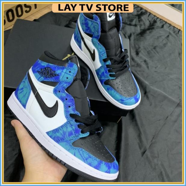 Giày thể thao Jordan cổ cao cổ thấp xanh loang nước biển, giày sneaker JD1 Tie Dye cao cổ thấp cổ nam nữ | BigBuy360 - bigbuy360.vn