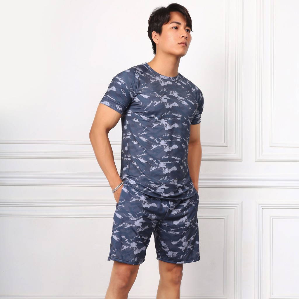 Bộ Thể Thao Nam Rằn Ri Chất Thun Lạnh 4C Thoáng Mát,Bộ Quần Áo Gym Nam Mã BCM01