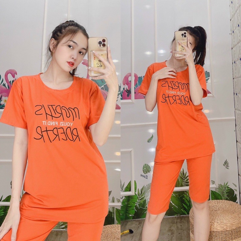 Set bộ, đồ bộ thun lửng mặc nhà, đồ bộ trung niên chất vải cotton form rộng bigsize