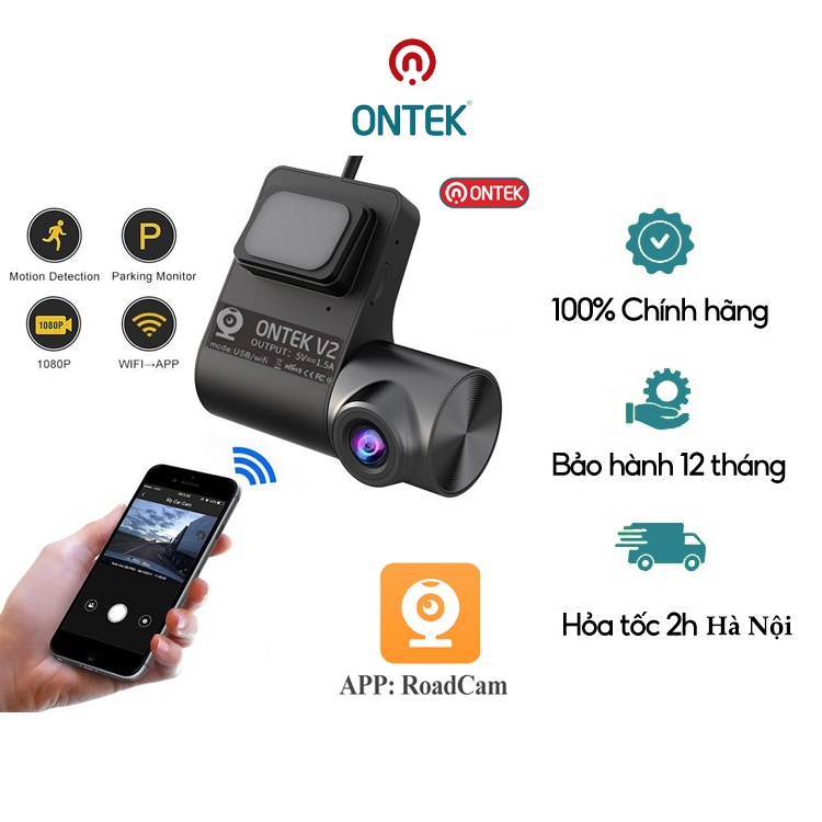Camera Hành Trình ONTEK V2 Kết Nối Wifi, Độ Phân Giải 1080P, Xem Trực Tiếp Video qua wifi