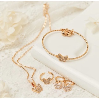 Bộ Trang Sức 4 Món Mạ Vàng / Bạc Hình Chuột Minnie Dễ Thương 18K 35s