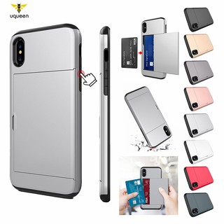 Ốp điện thoại từ nhựa cứng có ngăn để thẻ thiết kế mỏng cho iPhone X/XS/XR/XS Max