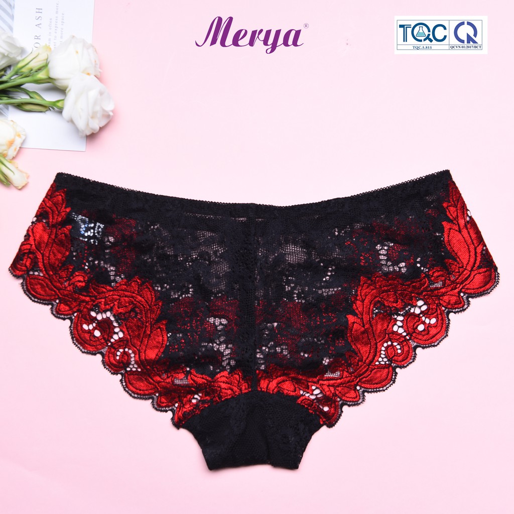 Quần Lót Nữ Ren cotton Có họa tiết , mềm mại kháng khuẩn thông thoáng Merya B008B