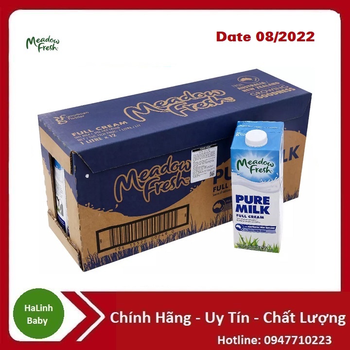 (Date: T10.2022) Thùng 12 Hộp Sữa Tươi Tiệt Trùng Béo Meadow Fresh 1L