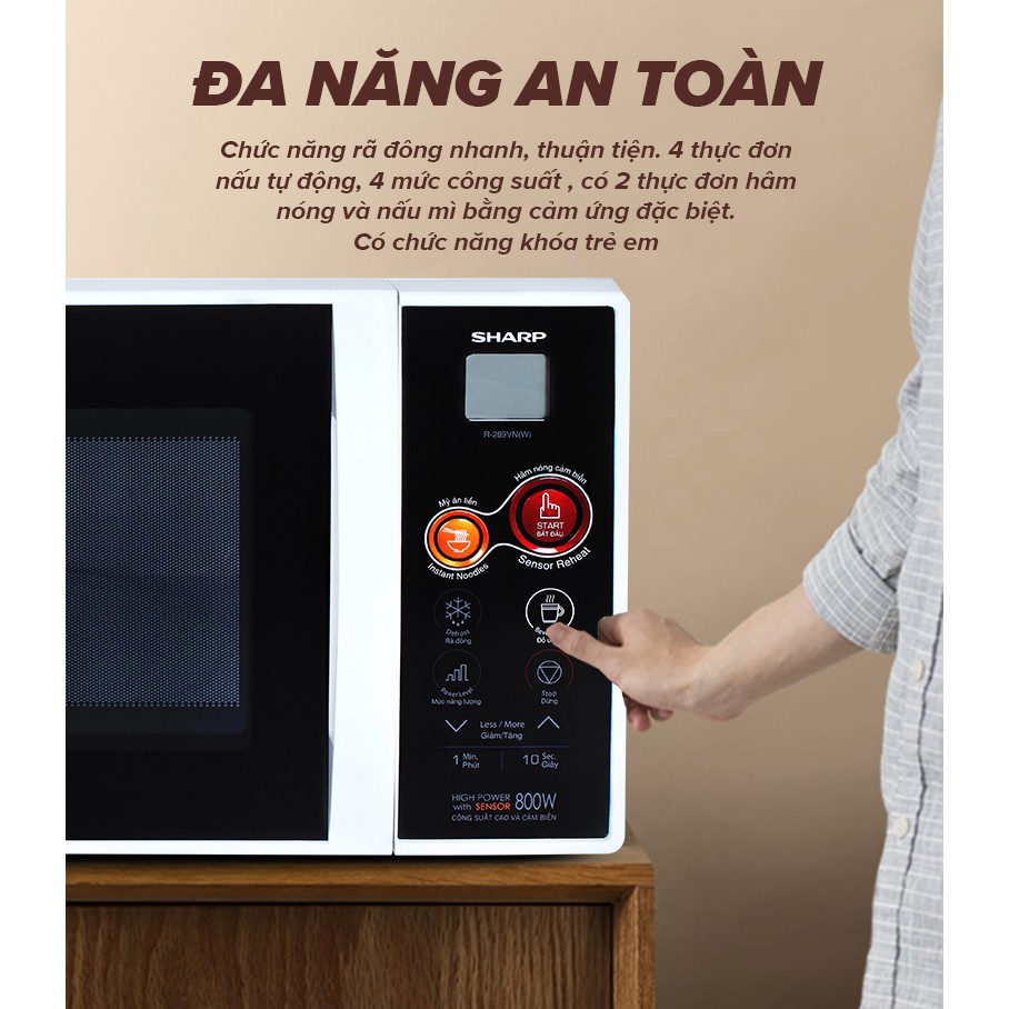 Lò vi sóng điện tử Sharp R-289VN(W) 22L Hàng Thái Tặng Máy vắt EJ-J256-WH