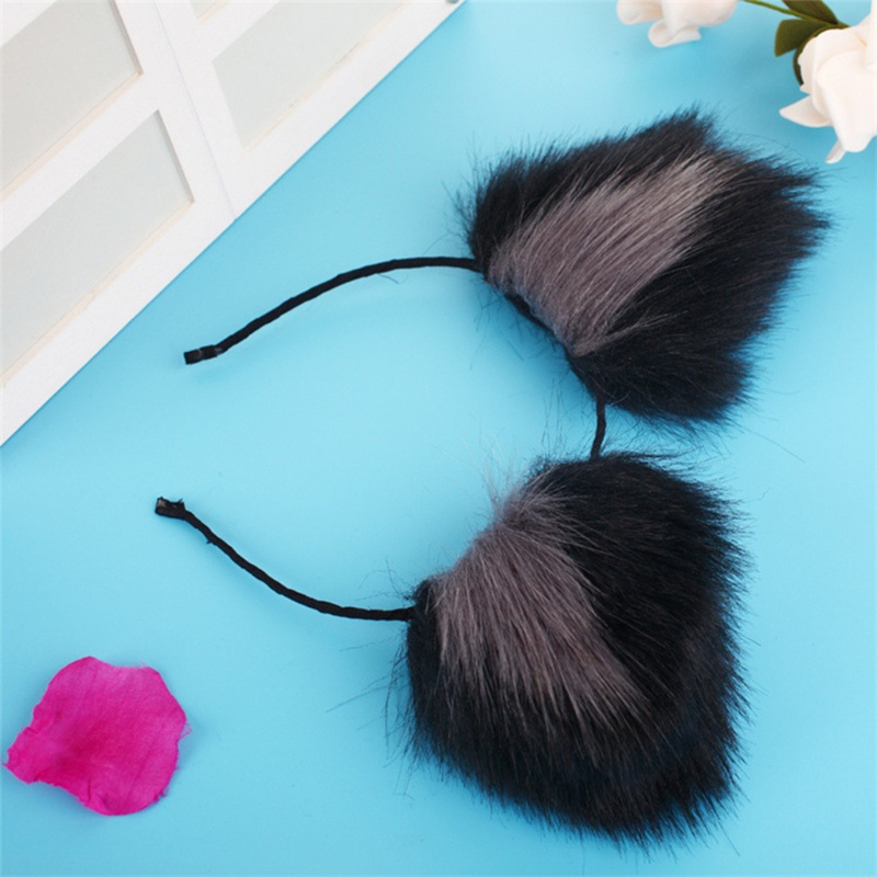 Băng Đô Cài Tóc Hình Tai Thú Phối Lông Dài Hóa Trang