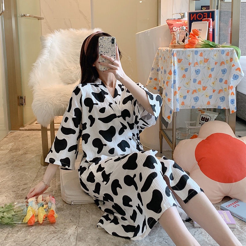 Áo choàng ngủ kiểu Kimono chất liệu Cotton mỏng dành cho nữ | BigBuy360 - bigbuy360.vn