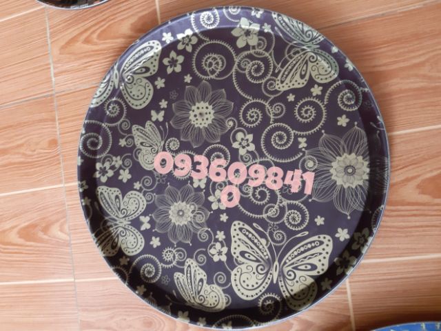 Khay chống trượt hoa văn tròn 28cm,36cm,40cm giao ngẫu  nhiên