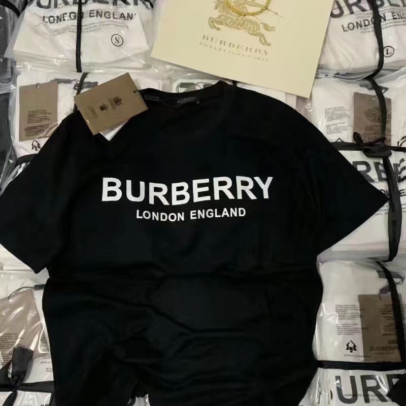 Áo Thun Burberry Tay Ngắn Cổ Tròn Dáng Rộng Vải Cotton Thời Trang Dành Cho Cặp Đôi