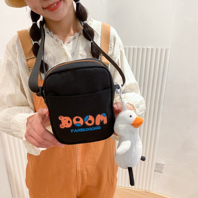 【Hàng giao ngay】mini túi canvas đeo chéo hoạt hình dễ thương