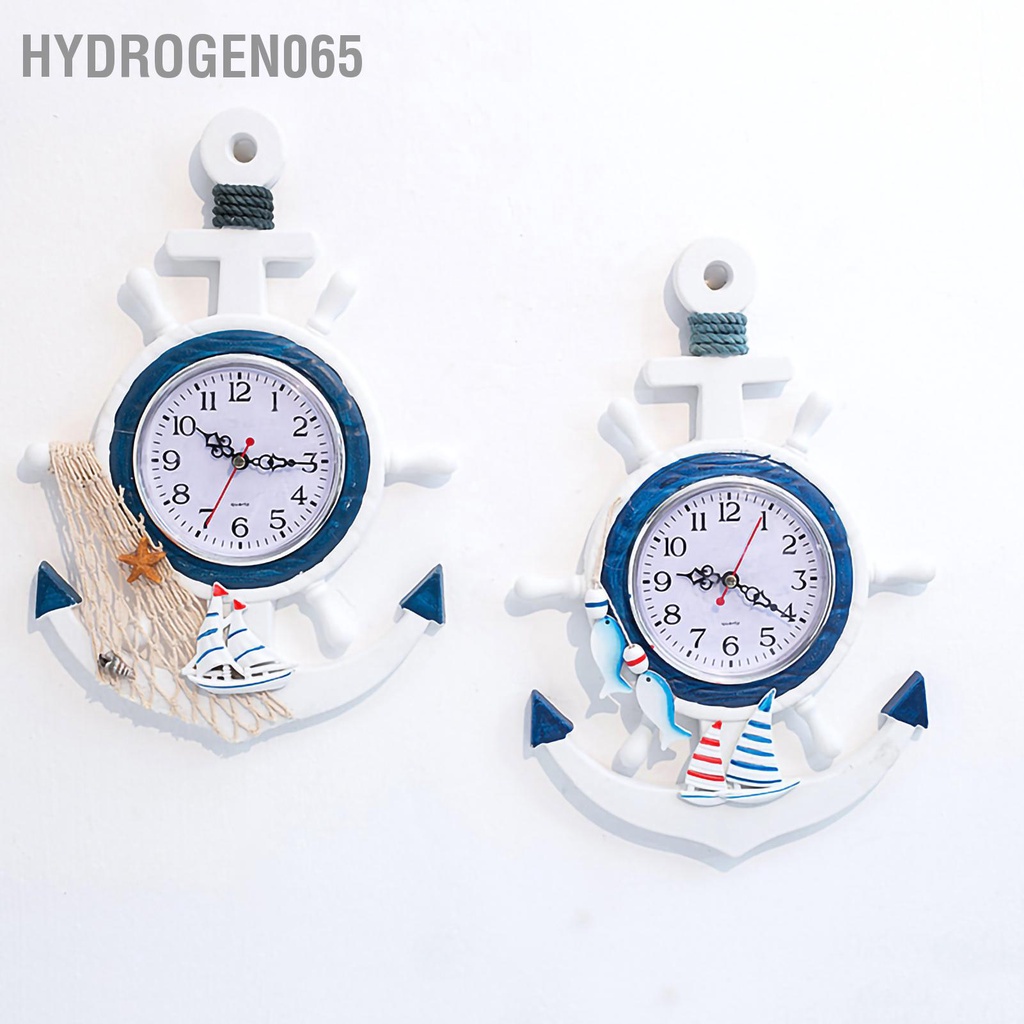 Hydrogen065 Đồng hồ treo tường Tàu màu xanh và trắng Mô hình hóa phong cách biển trang trí cá nhân cho phòng ngủ
