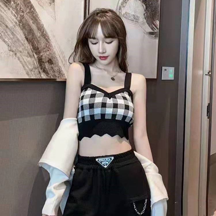 Áo dệt kim hai dây SUXI phong cách cổ điển