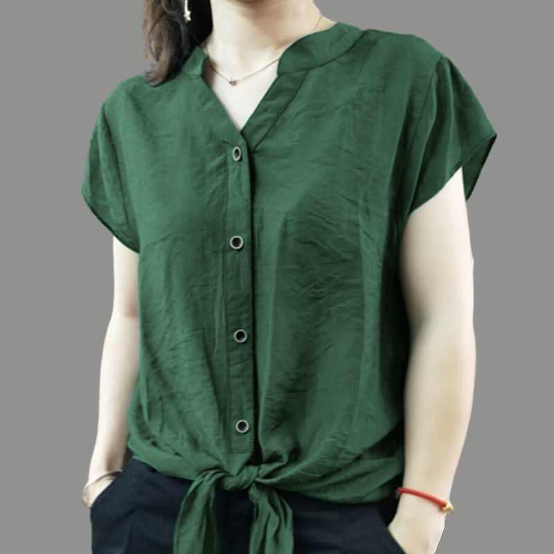 Áo Sơ Mi Chiffon Mỏng Dáng Rộng Tay Ngắn Thắt Nơ Thời Trang Mùa Hè Hàng Mới Cho Nữ
