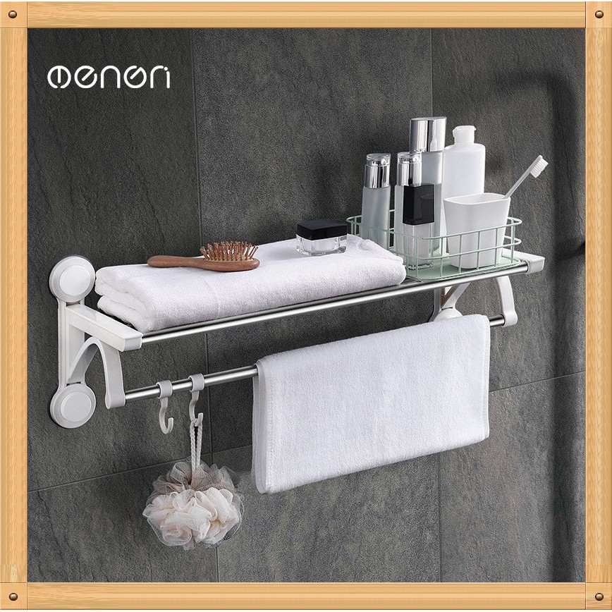 Oenen Bathroom Without Punching Stainless Steel Suction Cup Double Towel Rack 690g