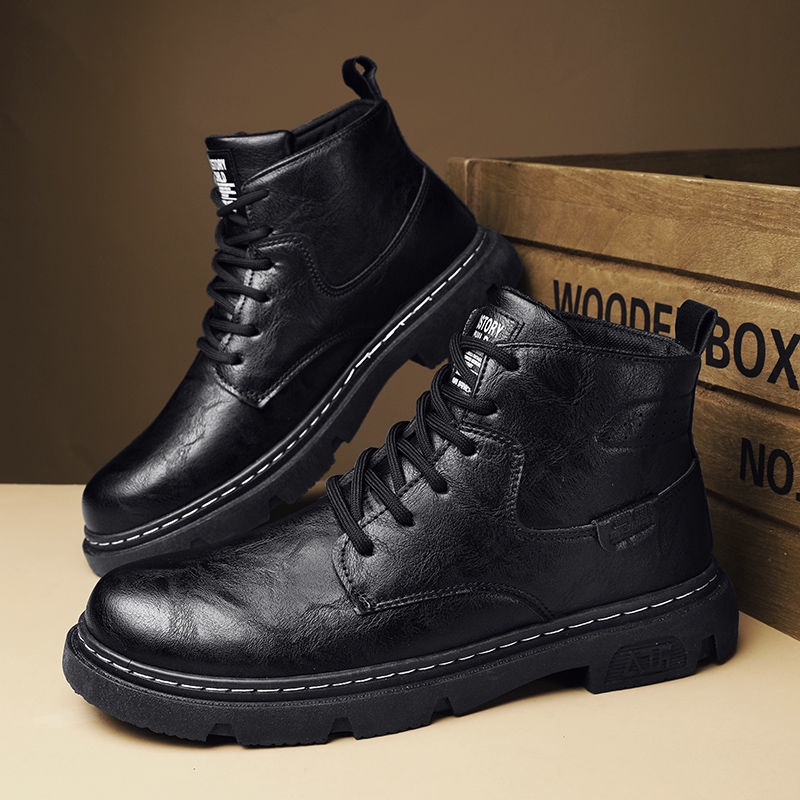 Giày Bốt Da Phong Cách Retro Thời Trang Cho Nam 2021
