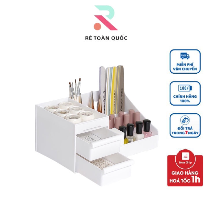 Kệ nhựa đựng đồ trang điểm kệ mỹ phẩm có 2 ngăn kéo mini trang trí nhà cửa (màu ngẫu nhiên)