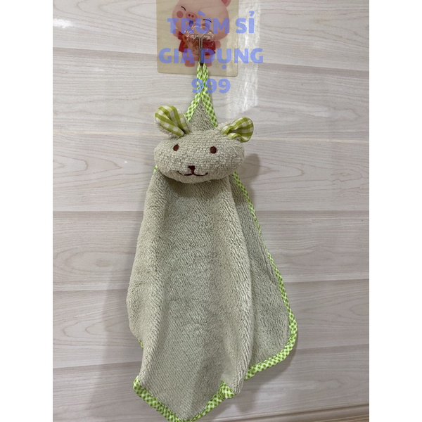 Khăn lau tay hình thỏ nhiều màu có móc treo, khăn lau tay, chén dĩa vải cotton thấm hút nước tốt