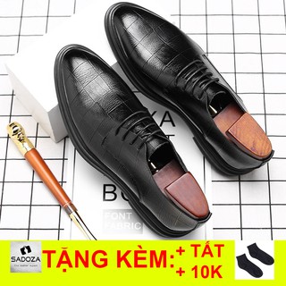 Giày Da Nam Cao Cấp Công Sở Đẹp Da Bò SADOZA Giày Công Sở Nam Chính Hãng Vân Caro GD90
