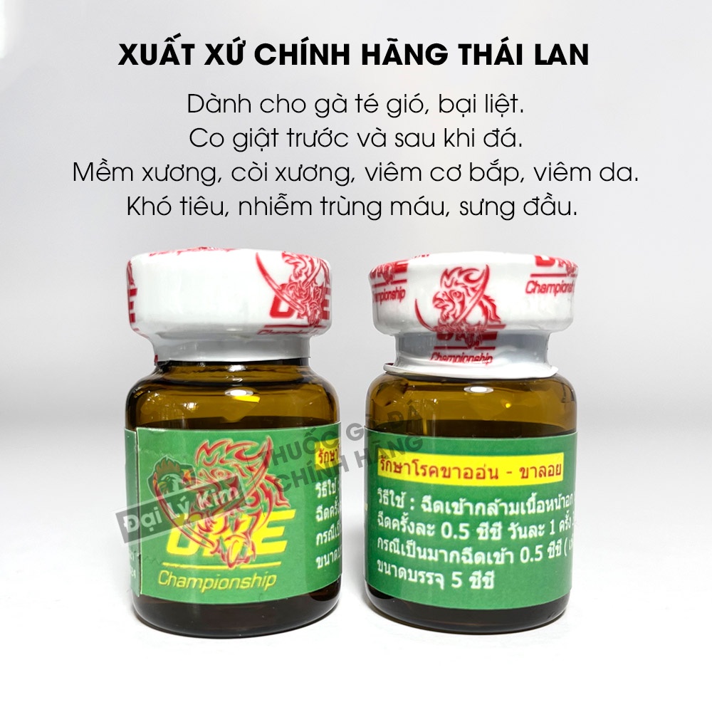 Sản phẩm cho gà té gió One Xanh, chai 5ml, nhập khẩu Thái Lan chính hãng