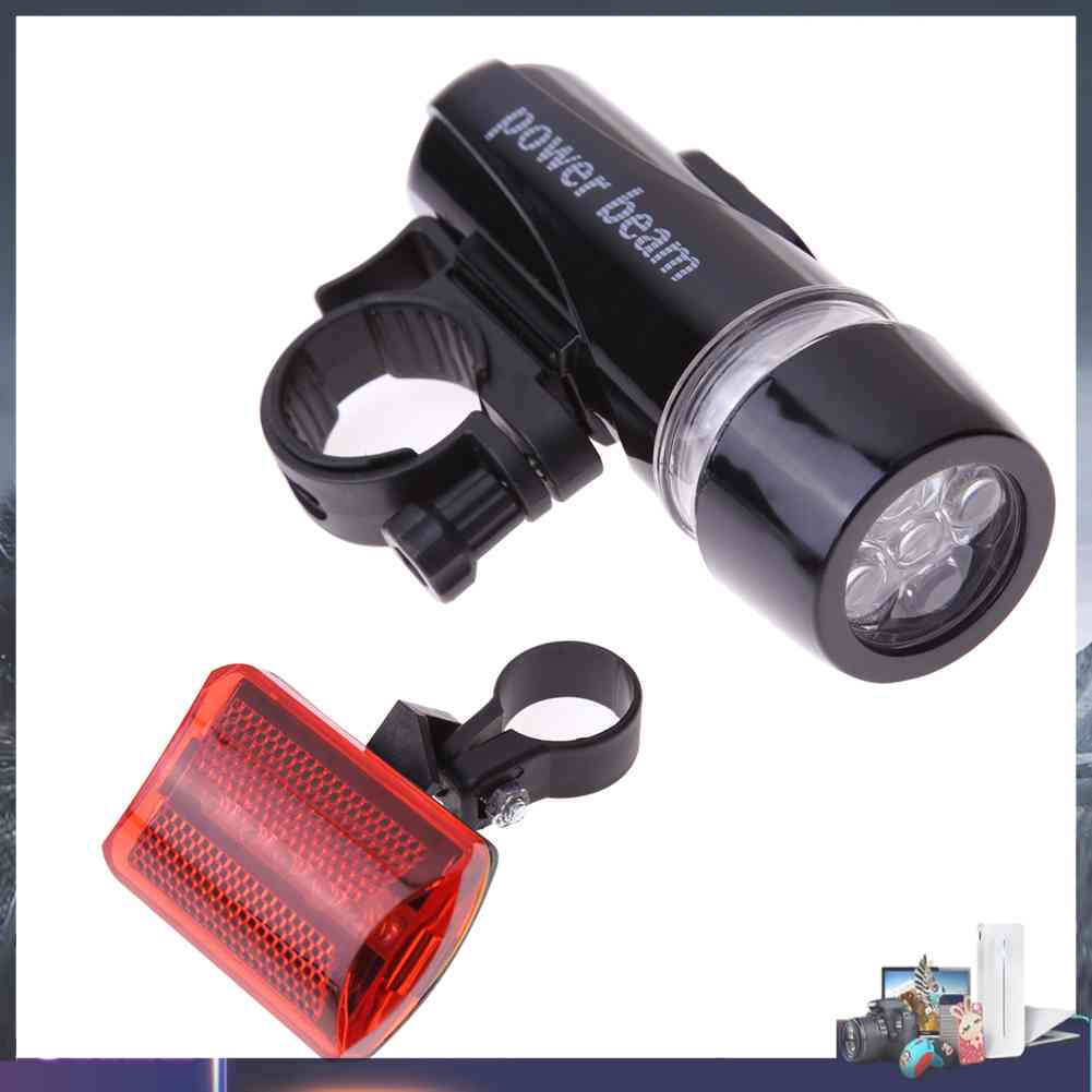 Set Đèn Pha 5LED Và Đèn Gắn Đuôi Xe Đạp 5LED Không Thấm Nước