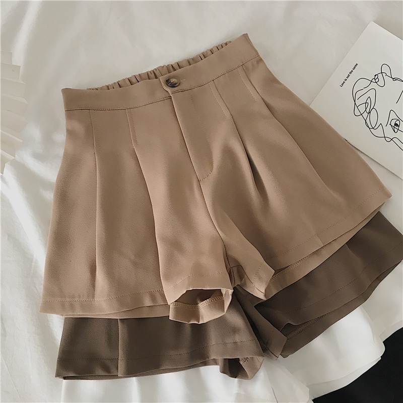 QADCOL Quần short chữ A lưng cao ống rộng