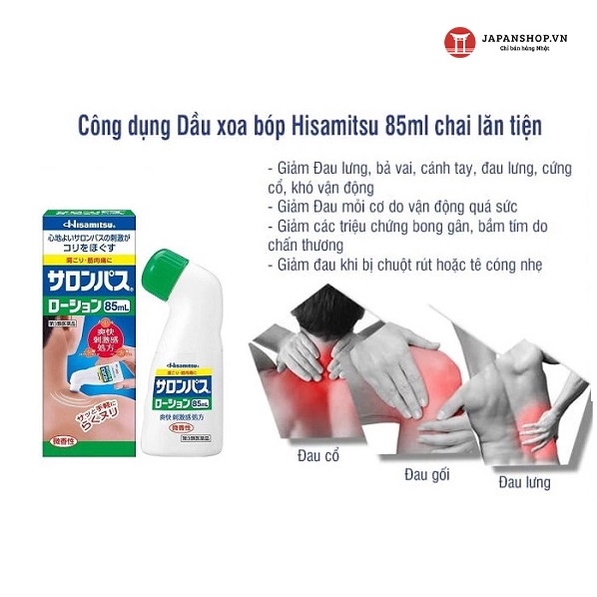 Lăn Xoa Bóp Giảm Đau Salonpas Hisamitsu 85ml Nội Địa Nhật Bản