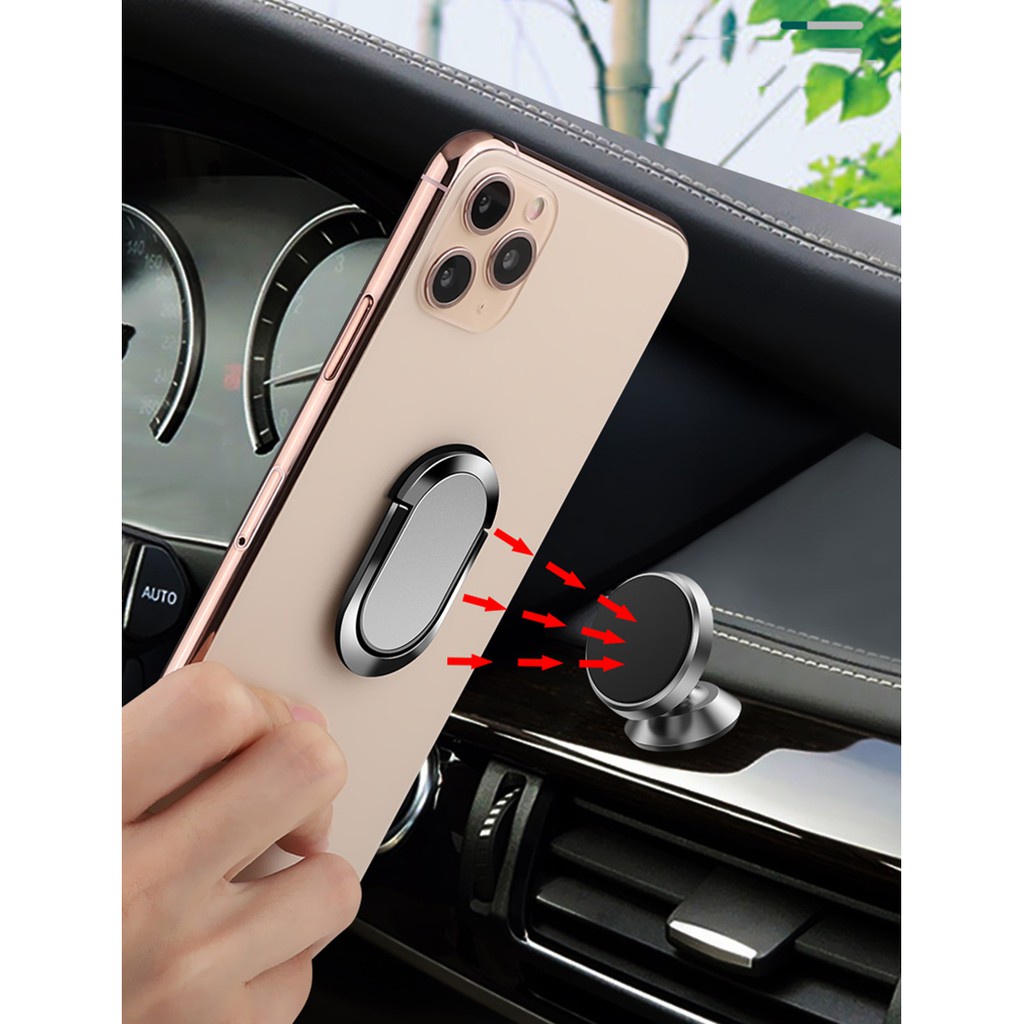 Giá Đỡ Điện Thoại Bằng Kim Loại Hít Nam Châm Trên Xe Hơi Cho iPhone Samsung Xiaomi OPPO VIVO