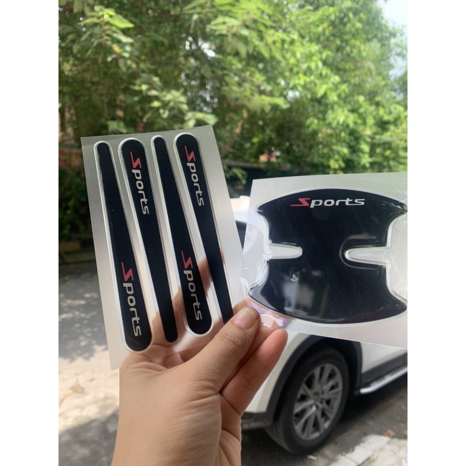 Bộ 8 chi tiết Miếng dán Silicon chống xước hõm xe và tay nắm cửa ô tô - full logo