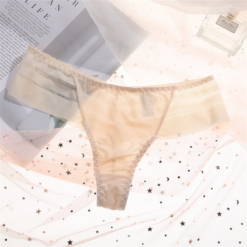 Quần lót TAKETALK vải cotton không đường may phối ren trong suốt quyến rũ cho nữ