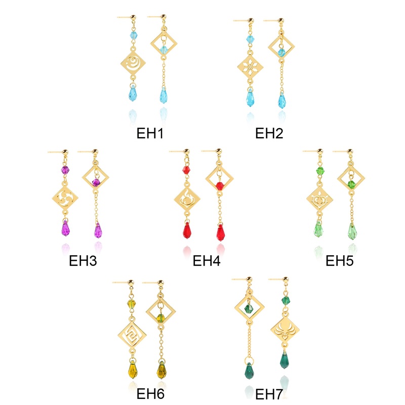 Bông Tai 7 Mặt Hóa Trang Nhân Vật Anime Genshin Impact Vision Keqing Xiao Zhongli Làm Quà Tặng Cho Nữ