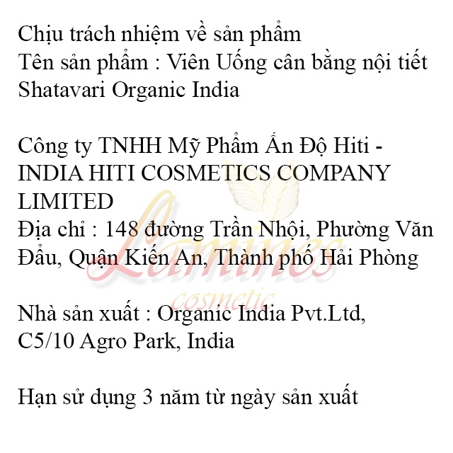 Viên Uống Cân Bằng Nội Tiết Organic India Shatavari 60v