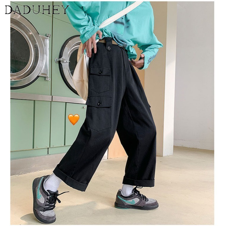 DaDuHey Men's Korean-Style Trendy, Smart and All-Matching Workwear Pants Ins Fashion Brand Draping Loose Straight Casual Pants
