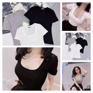 ÁO THUN CROPTOP CỔ CHỮ U TAY NGẮN, CHẤT THUN COTTON XỊN SÒ TỪ TIQI.JEAN1988