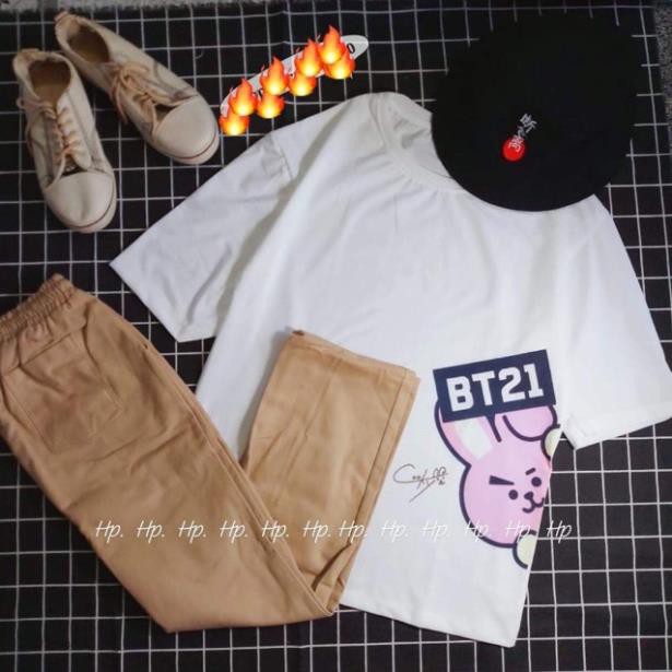 CHUYÊN SỈ Sét áo BT21 thỏ hồng+ quần kaki THM547 MK