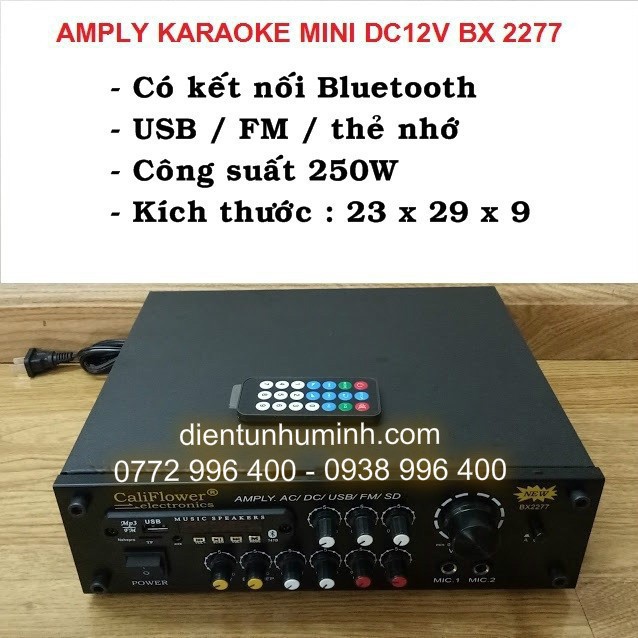 Ampli mini DC12V Có BLUETOOTH USB Califlower BX-2277