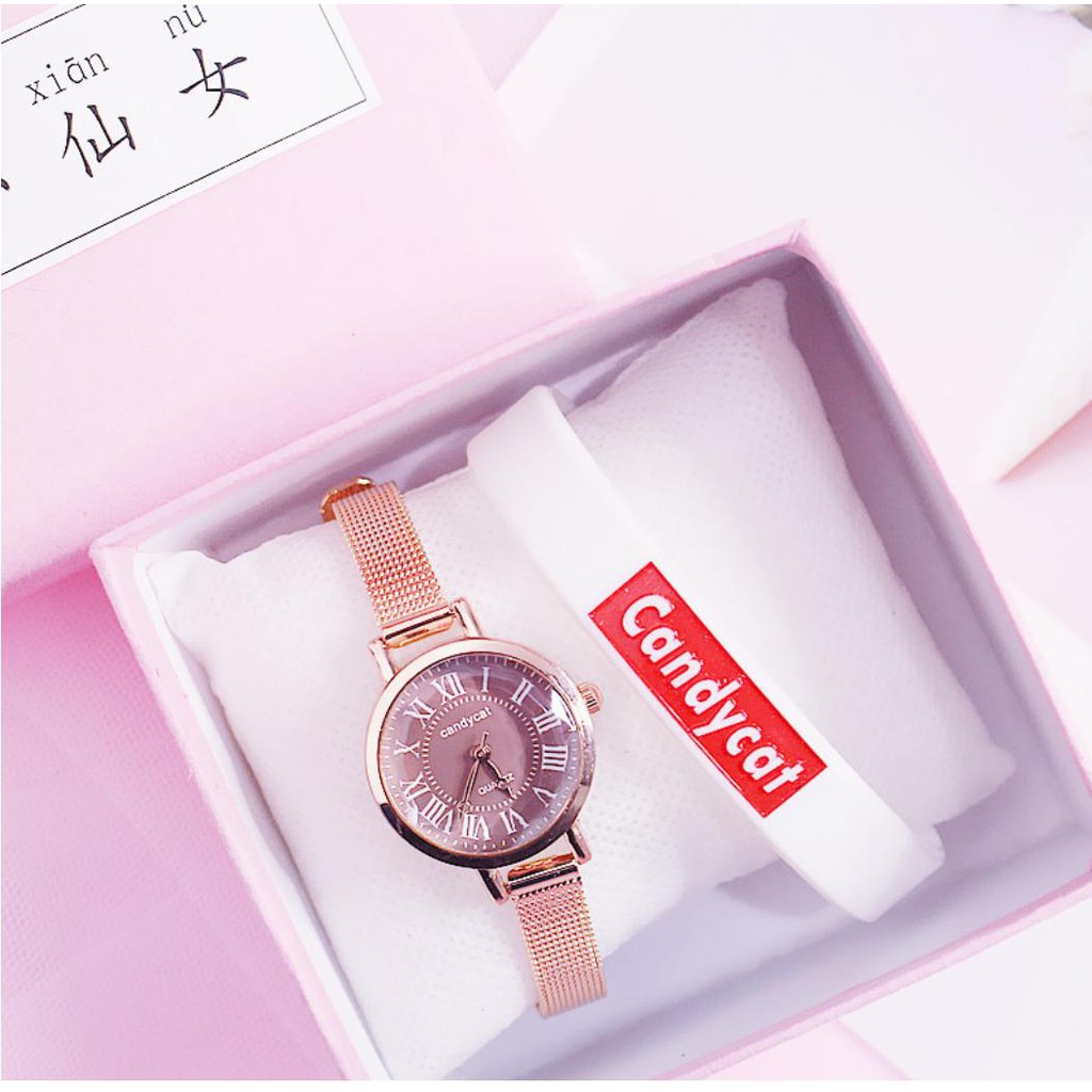 DHD239 ĐỒNG HỒ NỮ DÂY LƯỚI NHUYỄN CANDY CAT 239 LA MÃ PHONG CÁCH THỜI TRANG HÀN QUỐC | BigBuy360 - bigbuy360.vn