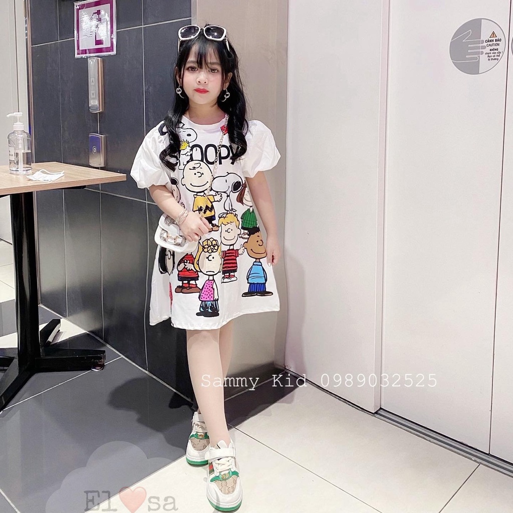 Váy bé gái - Váy hoạt hình 3D họa tiết Mickey, Snoopy  cho bé TỪ 1-10 TUỔI FOM 8-35Kg ANNAKIDS