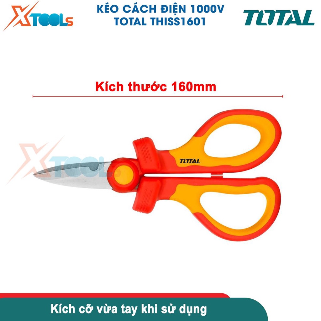 Kéo đa năng cách điện TOTAL THISS1601 cách điện 1000V, lưỡi thép không gỉ, kích thước 160mm [CHÍNH HÃNG][XTOOLS]