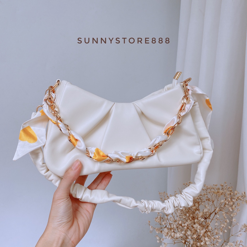 Túi kẹp nách nhún đeo được 2 kiểu tặng kèm dây ngọc/dây ruy băng S118