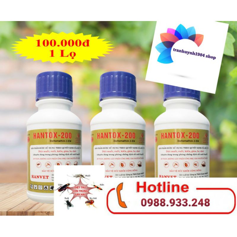 Thuốc phun muỗi, ruồi và côn trùng HANTOX 200 lọ 100ml- Bộ y tế khuyên dùng