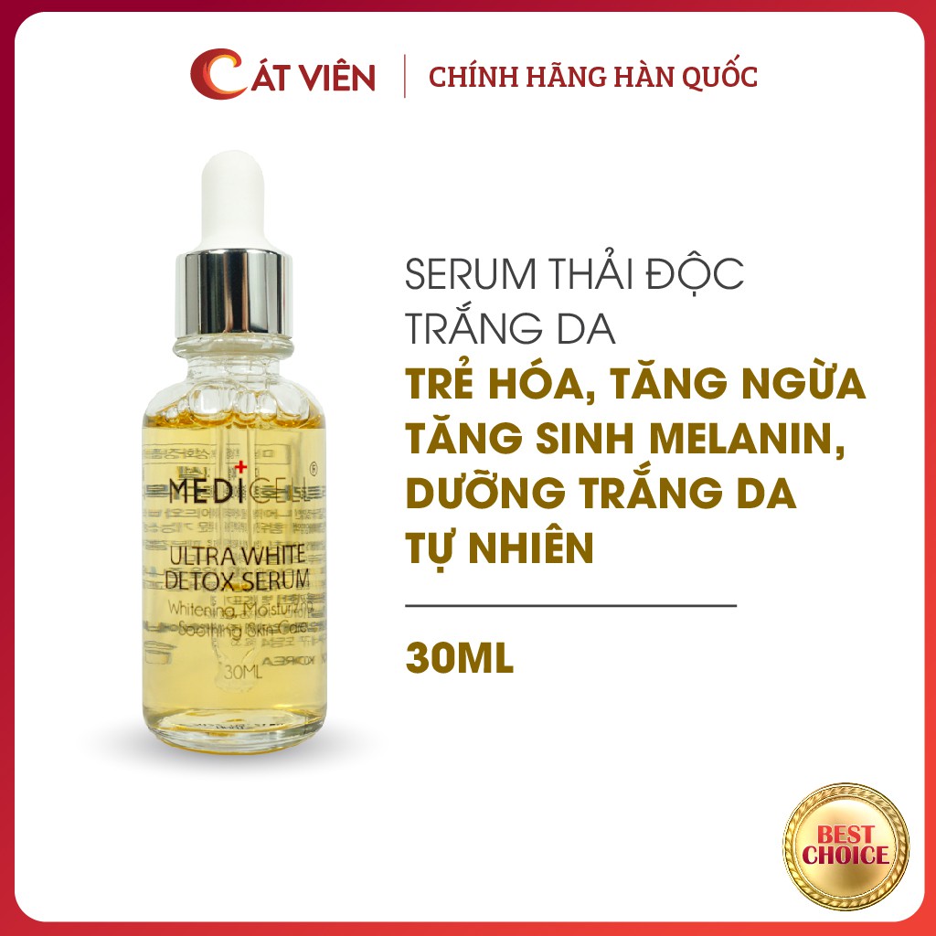 Tinh chất trắng da Medicell, serum thải độc tố chăm sóc da, dưỡng trắng mờ thâm nám, Ultra White Detox Serum