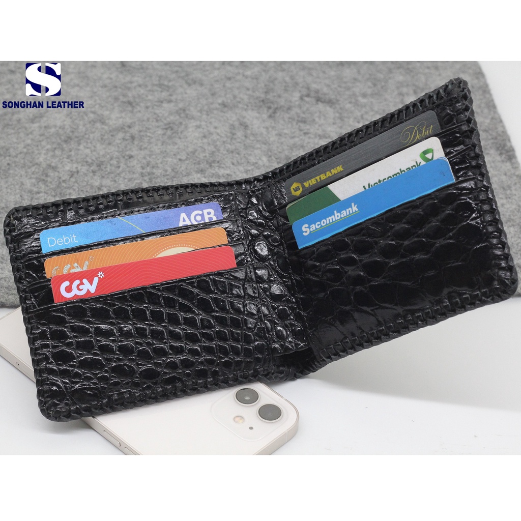 Ví Nam Ngang Gù Gai Lưng Hai Mặt Songhan Leather WL98.Bóp Da Nam Gập Đôi Cao Cấp.BH 12 Tháng