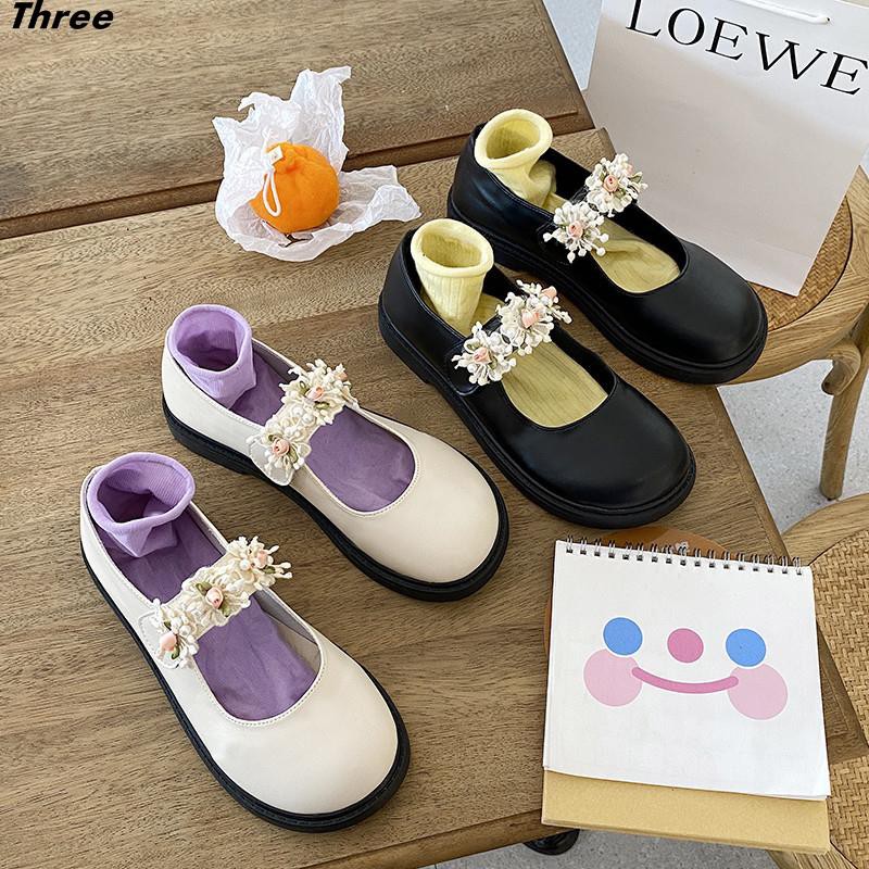 Women's shoes, single shoes Japanese soft girl Harajuku style cute JK small leather shoes female retro flowers Mary Jane shoes Korean style thick-soled girl